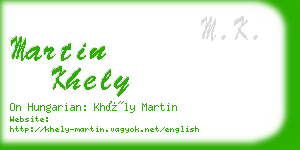 martin khely business card